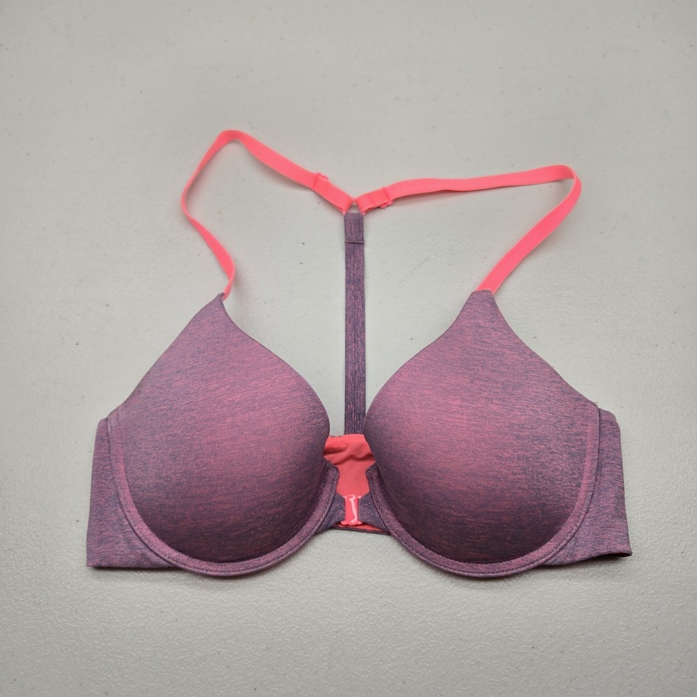 Victoria's Secret Women Bra 32C Purple Heather‎ Straps Racerback Semi Demi